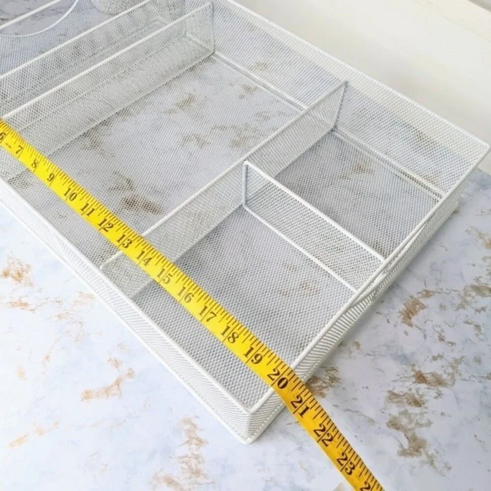 White Mesh Drawer Organizer Minimalist Vanity Storage Makeup Bathroom Organizer
